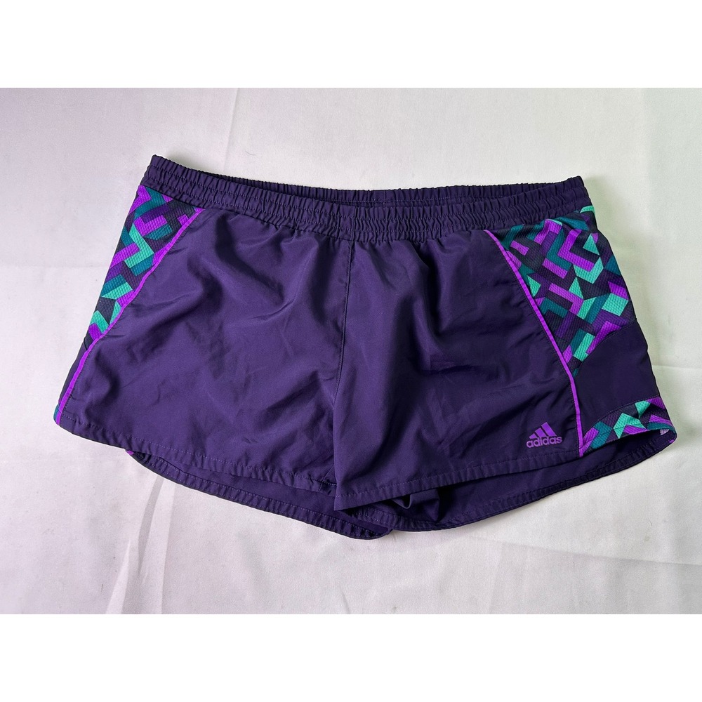Adidas Climalite Women's Large‎ Purple Geometric Print Running Athletic Shorts L